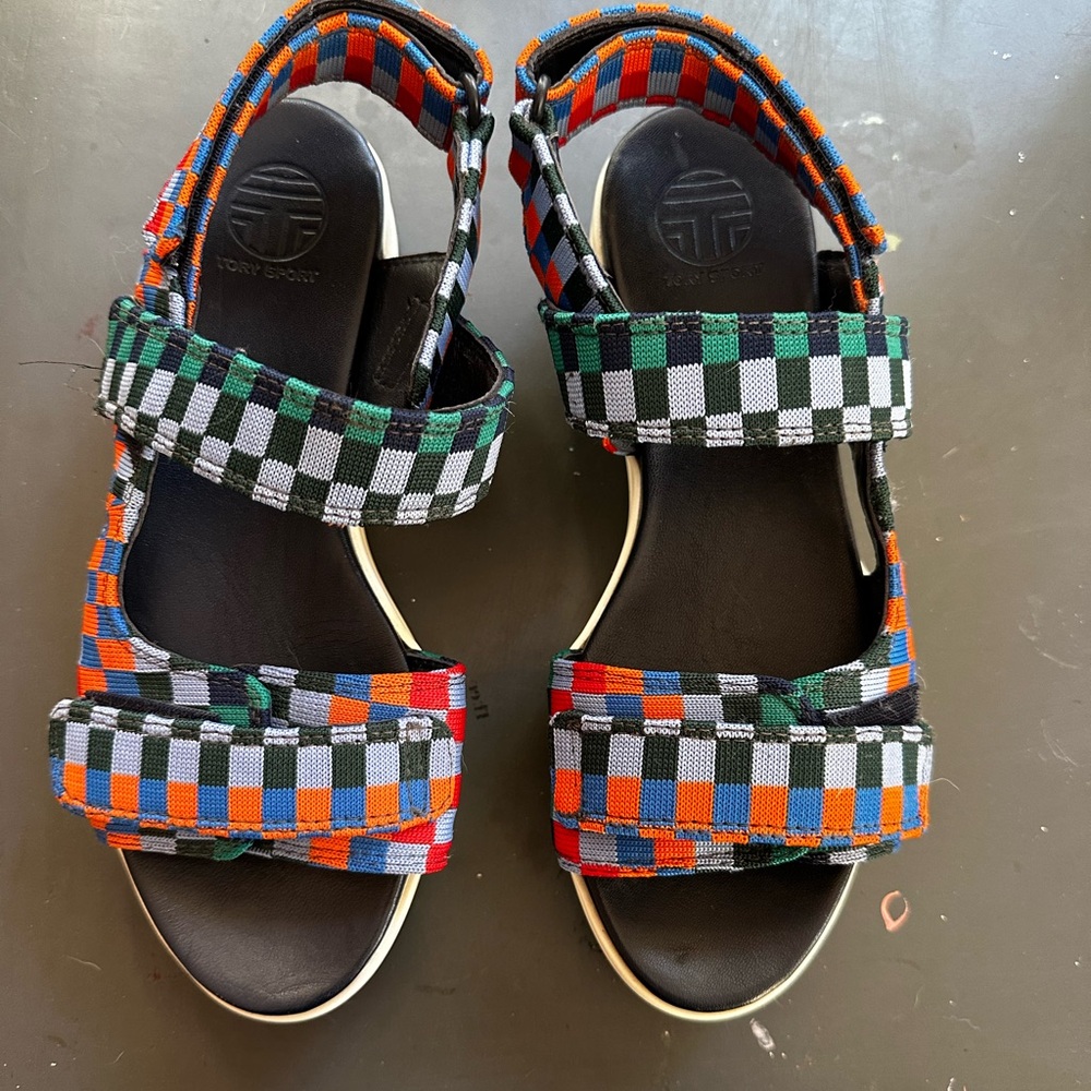 Tory Burch Sport Multi color Velcro Teva style brand new size 6